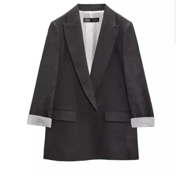 FACADE PATTERN ♥ Linen Curved Sleeve Blazer / 追跡付 Zara | Jackets & Coats | Zara Linen Blazer With Printed
